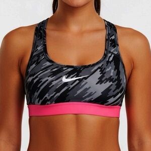 Nike Dri Fit Sports Bra Pink Black Gray Small